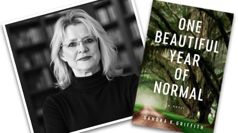 Debut Author Sandra Griffith Captures Life’s Quiet Magic in One Beautiful Year of Normal. a black and white photo of a woman and a book cover