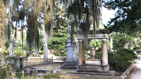 Filming Midnight in the Garden. a cemetery
