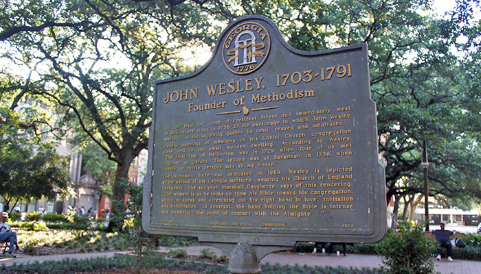 John Wesley Historical Marker in Reynolds Square