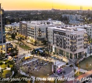 Savannah's Eastern Wharf. Aerial view of buildings