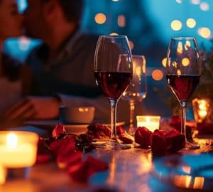 Feel the Love in Savannah This Valentine's Day. a couple on a date with wine