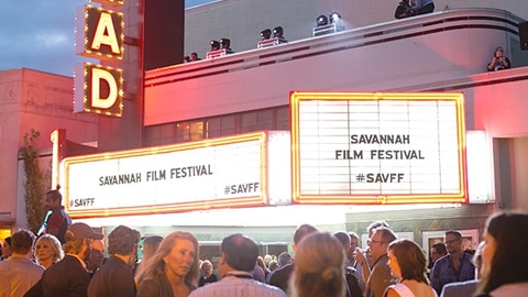 Fall Festivals and Fun in Savannah. a marquis sign that says savannah film festival