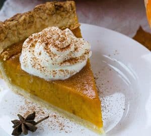 Dine Out for Thanksgiving in Savannah. a piece of pumpkin pie
