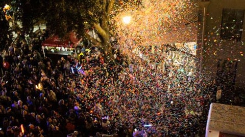 7 Ways to Celebrate. confetti flies over crowd