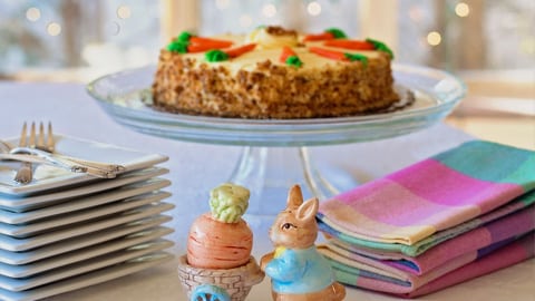 Easter Dining in Savannah. easter brunch with carrot cake and napkins