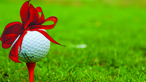 The Gift of Golf. A golf ball on a tee
