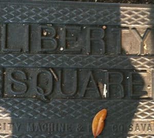 liberty square sign in iron