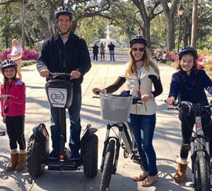 Segway Adventure Tours. A family with bikes and a segway