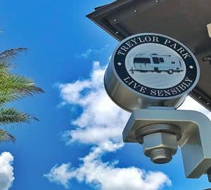 Treylor Park and Hitch. sign saying Treylor Park