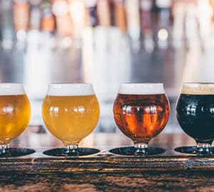 Stop and Sip. four glasses of beer